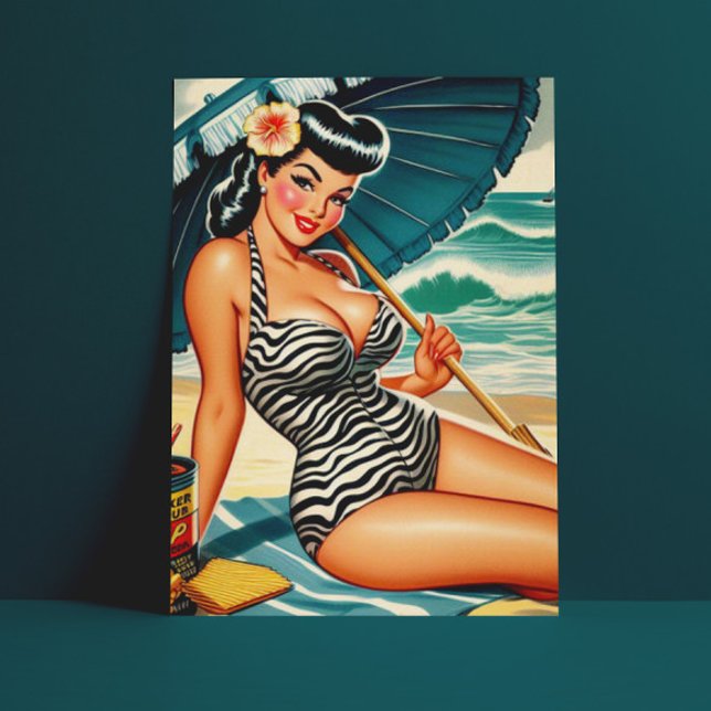 Hot Summer Beach Pin-up Postcard (Creator Uploaded)