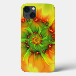 Hot Summer Green Orange Abstract Colourful Fractal iPhone 13 Case