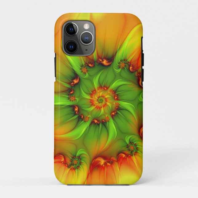 Hot Summer Green Orange Abstract Colourful Fractal Case-Mate iPhone Case (Back)