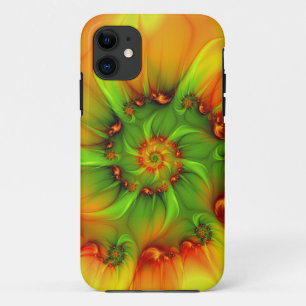 Hot Summer Green Orange Abstract Colourful Fractal iPhone 11 Case