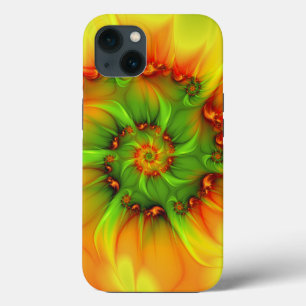 Hot Summer Green Orange Abstract Colourful Fractal iPhone Case