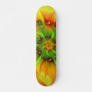 Hot Summer Green Orange Abstract Colourful Fractal Skateboard