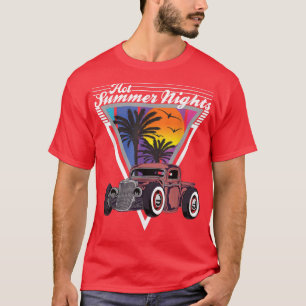 Hot Summer Nights 80s Tropical Vintage Retro Hot R T-Shirt