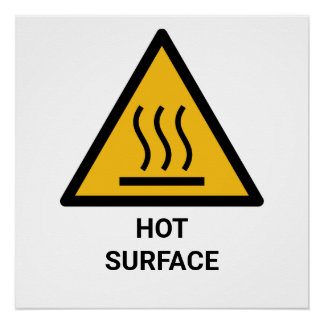 Hot Surface Warning, Extreme Heat Caution Poster