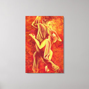 Hot Tango Dance Fire Couple Art Canvas Print