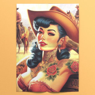 Hot Tattoo Cowgirl Tissue Paper