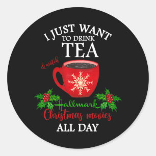 Hot Tea And Christmas Movies Classic Round Sticker