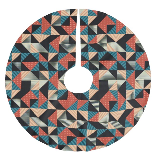 Hot Triangle: Geometric Memphis Style. Brushed Polyester Tree Skirt (Front)