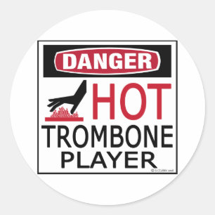 Hot Trombone Player Classic Round Sticker