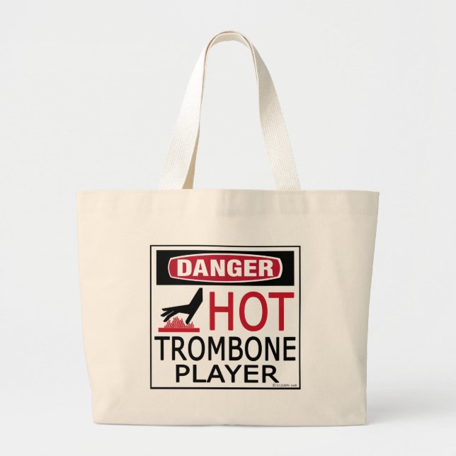 Hot Trombone Player Large Tote Bag (Front)