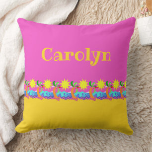 Hot Tropical Beach Frieze with your name Throw Pil Cushion