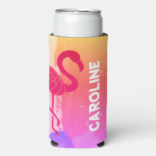Hot Tropical Flamingo Seltzer Can Cooler