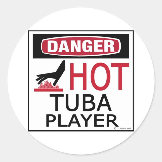 Hot Tuba Player Classic Round Sticker (Front)