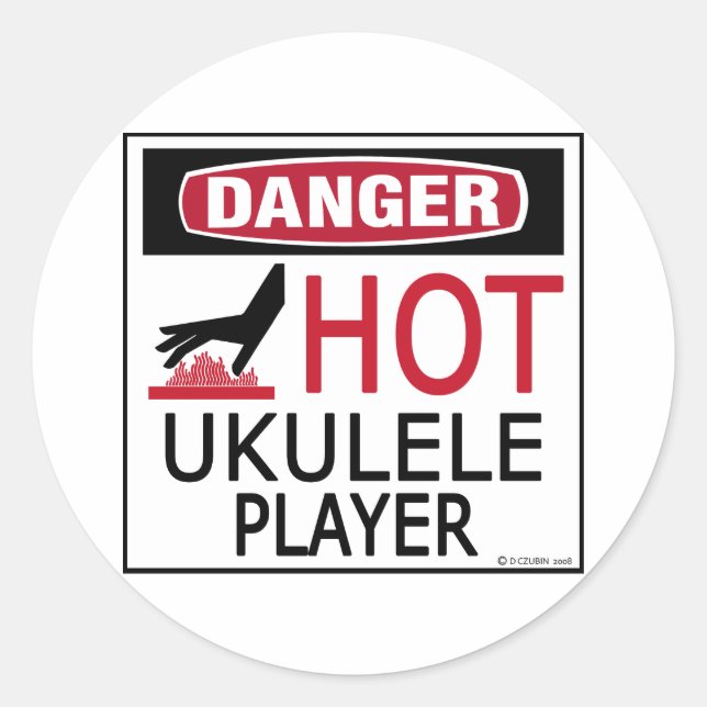 Hot Ukulele Player Classic Round Sticker (Front)