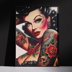 Hot Vintage Tattooed Pin-up Poster