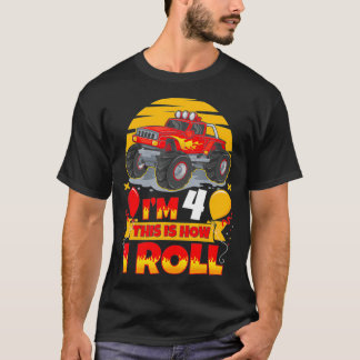 Hot Wheels Birthday Im 4 This Is How I Roll T-Shirt