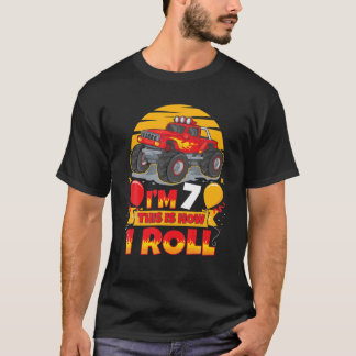 Hot Wheels Birthday I'm 7 This Is How I Roll Monst T-Shirt