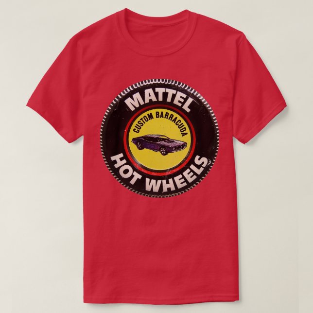 Hot Wheels Custom Barracuda Red Line Button T-Shirt (Design Front)