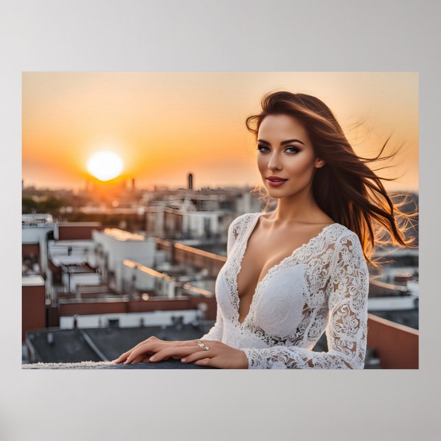 Hot woman on rooftop  poster (Front)