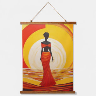 Hot yellow orange red african woman art painting hanging tapestry