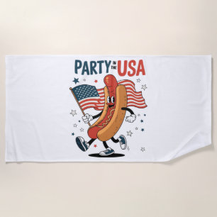 Hotdog 4th of July fireworks Independence Day Beach Towel