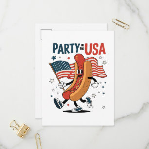 Hotdog 4th of July fireworks Independence Day Invitation Postcard