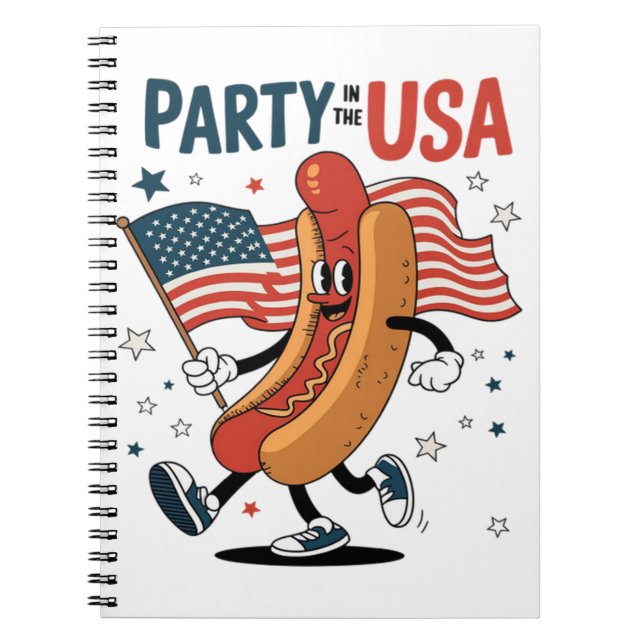 Hotdog 4th of July fireworks Independence Day Notebook (Front)