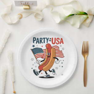 Hotdog 4th of July fireworks Independence Day Paper Plate