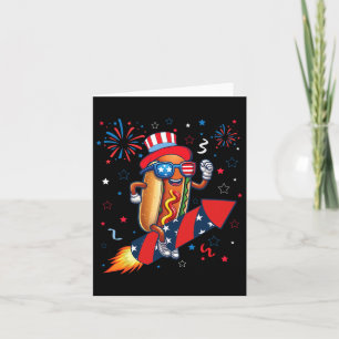 Hotdog 4th Of July Patriotic Rocket And Fireworks Card