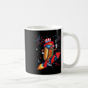 Hotdog 4th Of July Patriotic Rocket And Fireworks  Coffee Mug