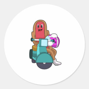 Hotdog as Biker with Scooter.PNG Classic Round Sticker