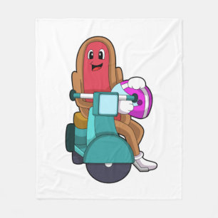 Hotdog as Biker with Scooter.PNG Fleece Blanket