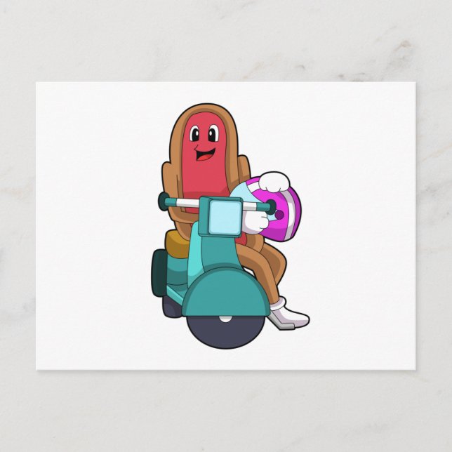 Hotdog as Biker with Scooter.PNG Postcard (Front)