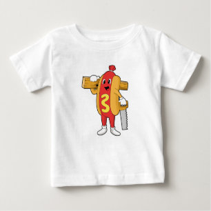 Hotdog as Carpenter with Saw & Wood Baby T-Shirt