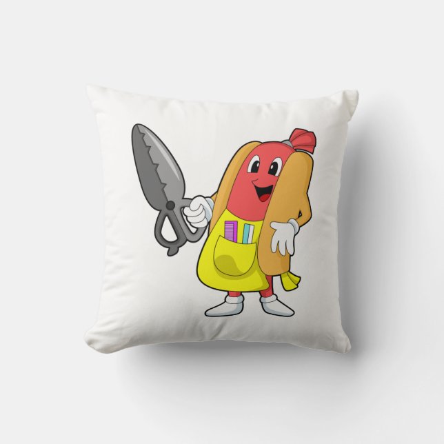 Hotdog as Hairdresser with Scissors Cushion (Front)
