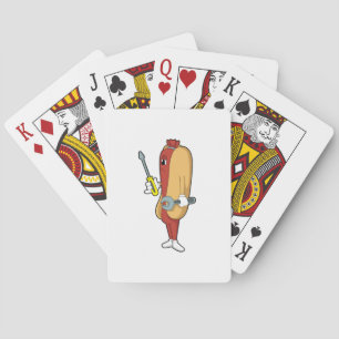 Hotdog as Mechanic with Tool Playing Cards