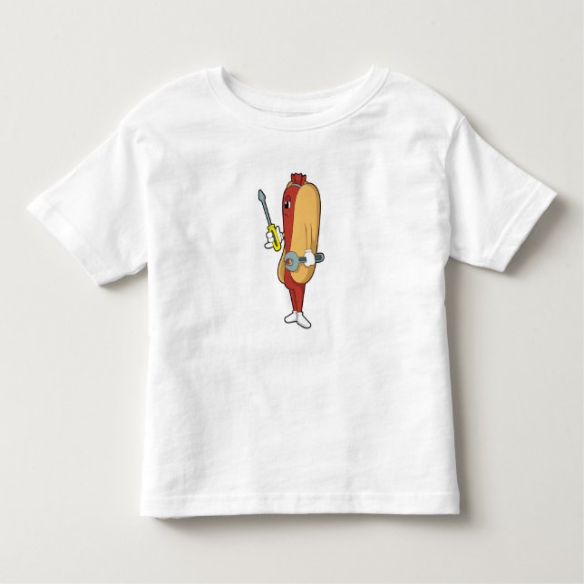 Hotdog as Mechanic with Tool Toddler T-Shirt (Front)