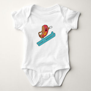 Hotdog as Ski jumper with Ski.PNG Baby Bodysuit