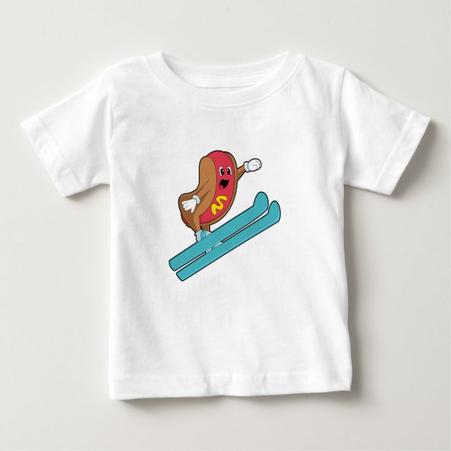 Hotdog as Ski jumper with Ski.PNG Baby T-Shirt (Front)