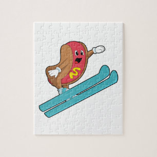 Hotdog as Ski jumper with Ski.PNG Jigsaw Puzzle