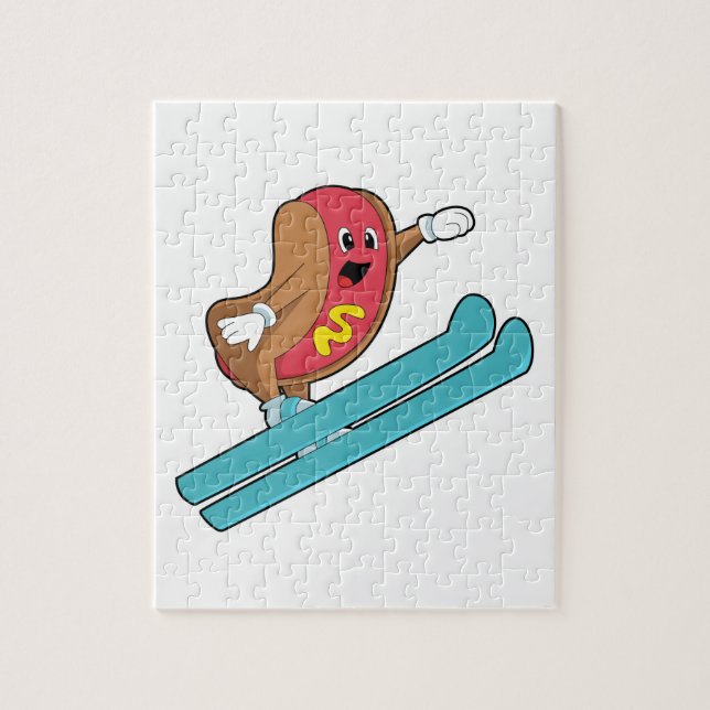 Hotdog as Ski jumper with Ski.PNG Jigsaw Puzzle (Vertical)
