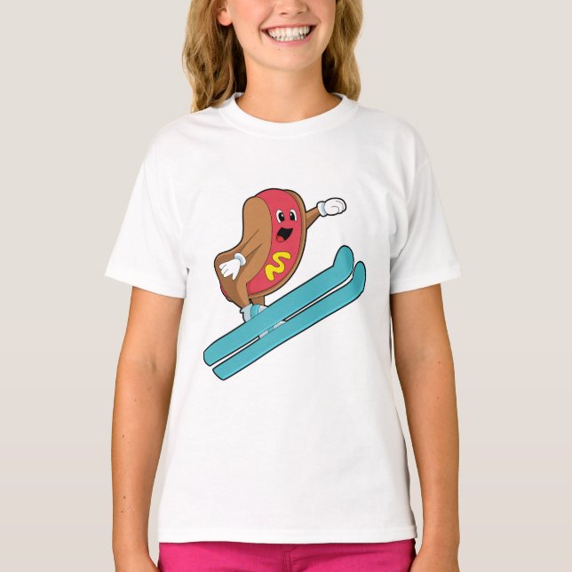 Hotdog as Ski jumper with Ski.PNG T-Shirt (Front)
