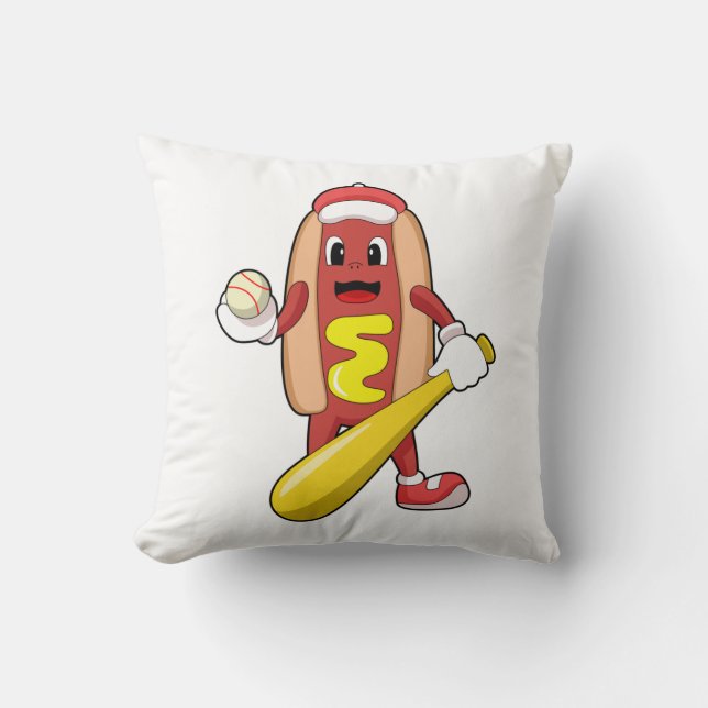 Hotdog at Baseball with Baseball bat Cushion (Front)