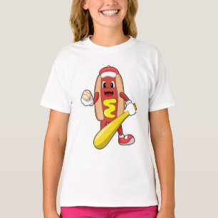Hotdog at Baseball with Baseball bat T-Shirt