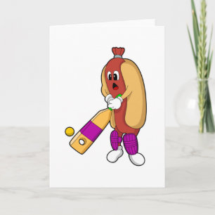 Hotdog at Cricket with Cricket bat Card