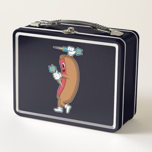 Hotdog at Darts with Dart.PNG Metal Lunch Box (Front)