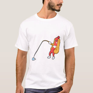 Hotdog at Fishing with Fishing rod T-Shirt