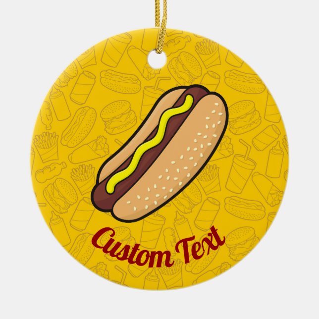 Hotdog Ceramic Ornament (Front)
