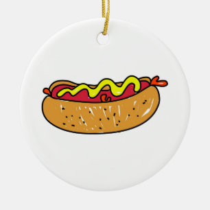 Hotdog Ceramic Tree Decoration