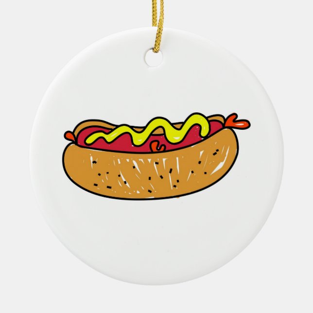 Hotdog Ceramic Tree Decoration (Front)